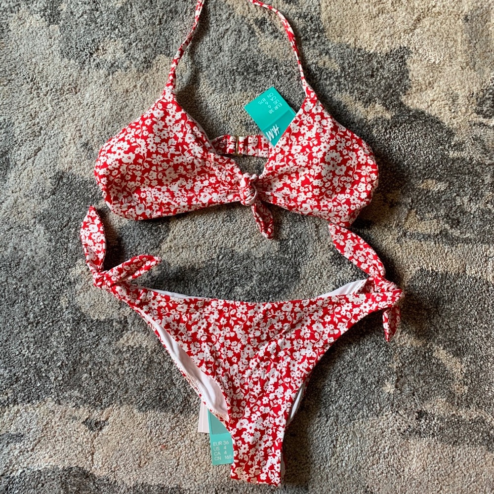 H&M floral tie bikini